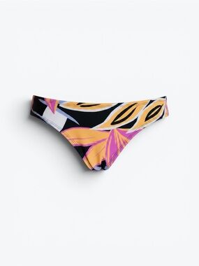 Kona Sol Black, Yellow & Pink Tropical Print Bikini Bottoms - Small, New